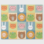 Niedlicher Tiere Patchwork Geschenkpapier (Flach)