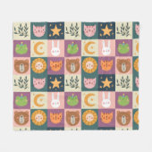 Niedlicher Tiere Patchwork Kinder Fleecedecke (Vorderseite (Horizontal))