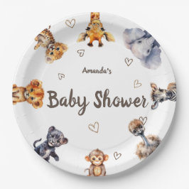 Niedlicher Tiere Safari Baby Dusche Pappteller