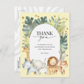 Niedlicher Tiere Safari Babydusche Danke Postkarte (Vorne/Hinten)