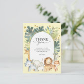 Niedlicher Tiere Safari Babydusche Danke Postkarte (Stehend Vorderseite)