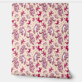 Niedlicher Tiere tanzen Rosa Creme Kleines Kinderz Tapete