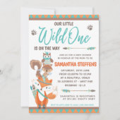 Niedlicher Tiere Totem Wild One Baby Dusche Einladung (Vorderseite)