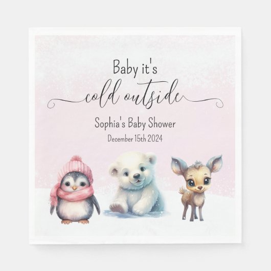 Niedlicher Tiere Winter Baby Girl Dusche Serviette (Vorderseite)