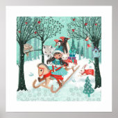 Niedlicher Tiere Winter Wonder Waldmädchen Poster (Vorne)