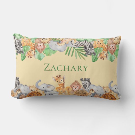 Niedlicher Tiere Zebra Giraffe Elephant Lendenkissen (Vorderseite)