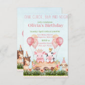 Niedlicher Tiergarten Geburtstag Einladung (Vorne/Hinten)