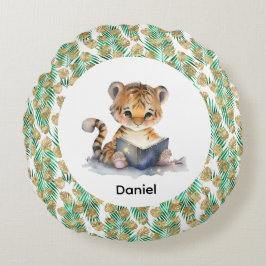 Niedlicher Tiger Buch Rundes Kissen