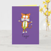 Niedlicher Tiger Cartoon Kinder Karte (Gelbe Blume)