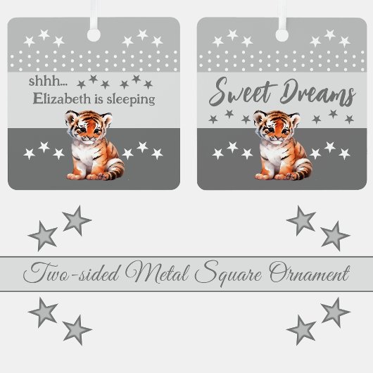 Niedlicher Tiger, der Name wird hinzugefügt, schlä Ornament Aus Metall