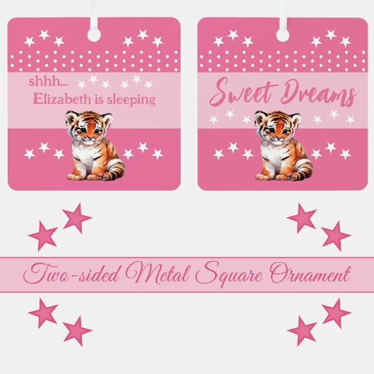 Niedlicher Tiger, der Name wird hinzugefügt, schlä Ornament Aus Metall