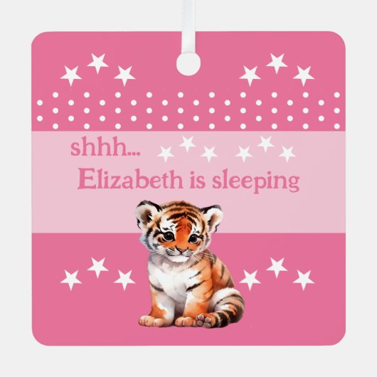 Niedlicher Tiger, der Name wird hinzugefügt, schlä Ornament Aus Metall (Vorderseite)