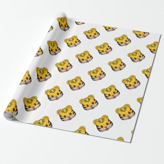 Niedlicher Tiger Emoji Geschenkpapier (Ungerollt)