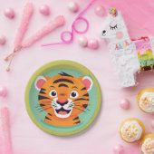 Niedlicher Tiger Face Safari Wilder Dschungel Gebu Pappteller (Party)