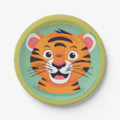 Niedlicher Tiger Face Safari Wilder Dschungel Gebu Pappteller (Vorderseite)