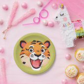 Niedlicher Tiger Face Safari Wilder Dschungel Gebu Pappteller (Party)