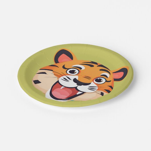 Niedlicher Tiger Face Safari Wilder Dschungel Gebu Pappteller (Schrägansicht)