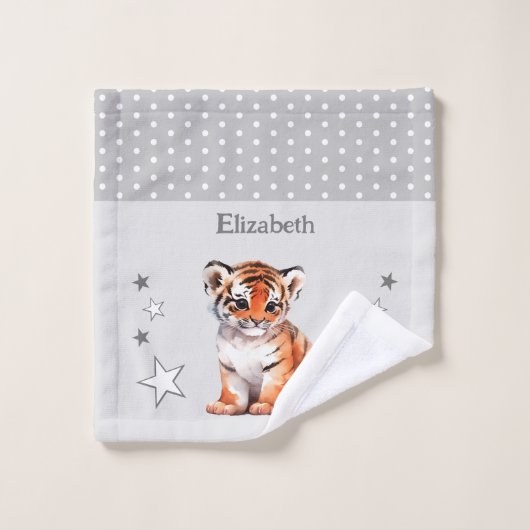 Niedlicher Tiger gibt den Namen polka dots stars g Waschlappen (Waschlappen)
