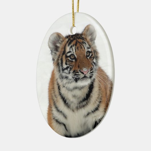 Niedlicher Tiger im Schnee Keramik Ornament (Links)