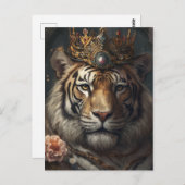 Niedlicher Tiger in einer Krone Postkarte (Vorne/Hinten)