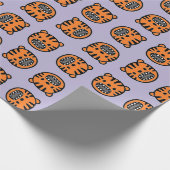 Niedlicher Tiger lila Geschenkpapier (Ecke)