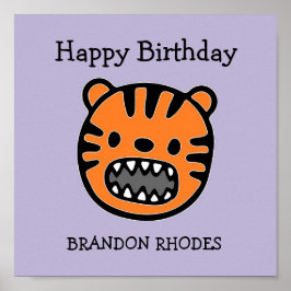 Niedlicher Tiger lila Poster