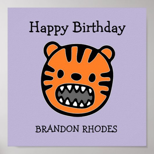 Niedlicher Tiger lila Poster (Vorne)