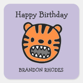 Niedlicher Tiger lila Quadratischer Aufkleber