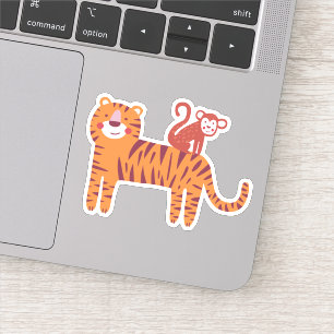 Niedlicher Tiger mit Affe auf dem Notebook Aufkleber