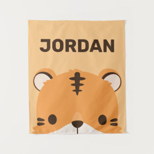 Niedlicher Tiger mit Personalisiertem Namen Tapest Wandteppich
