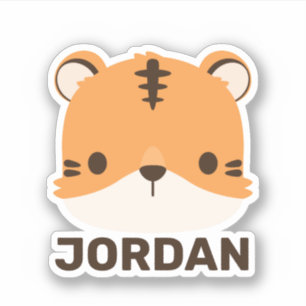Niedlicher Tiger mit Personalisierter Namensaufkle Aufkleber