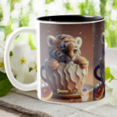 Niedlicher Tiger Personalisierter Name Rustikaler  Zweifarbige Tasse