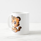 Niedlicher Tiger stehende Pose. Kaffeetasse (Vorderseite Links)