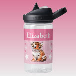 Niedlicher Tiger trägt den Namen der Sterne Kinder Trinkflasche<br><div class="desc">CamelBak Eddy® Wasserflasche für Kinder. Personalisieren mit einem Namen. Diese Wasserflasche hat einen niedlichen Tiger mit Sternen in den Farben Rosa und Weiß.</div>