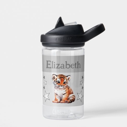 Niedlicher Tiger trägt den Namen mit Sternen Kinde Trinkflasche (Links)