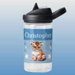 Niedlicher Tiger trägt den Namen von Sternen in Bl Trinkflasche<br><div class="desc">CamelBak Eddy® Wasserflasche für Kinder. Personalisieren mit einem Namen. Diese Wasserflasche hat einen niedlichen Tiger mit Sternen in den Farben blau und weiß.</div>