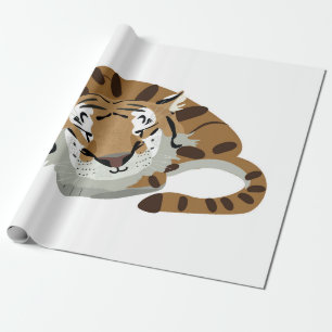 Niedlicher Tiger über Schlafen. Lächelnder Ausdruc Geschenkpapier