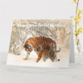 Niedlicher Tiger und Kub - Weihnachten Karte (Gelbe Blume)