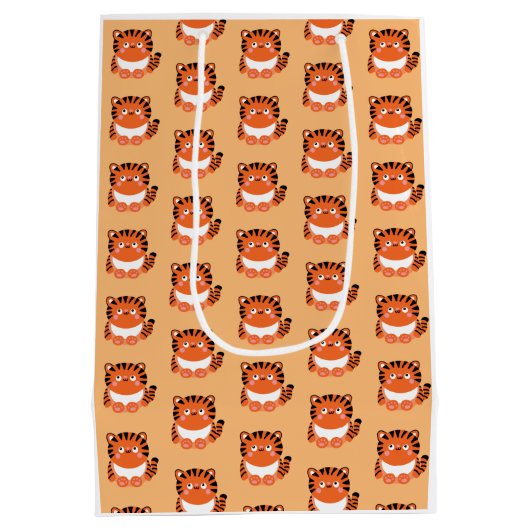 Niedlicher Tigerbeutel im kawaii-Stil Mittlere Geschenktüte (Rückseite)