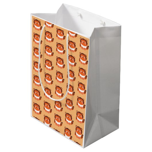 Niedlicher Tigerbeutel im kawaii-Stil Mittlere Geschenktüte (Rückseite Schrägansicht)