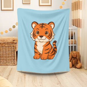 Niedlicher Tigerjunge auf Blau Fleecedecke