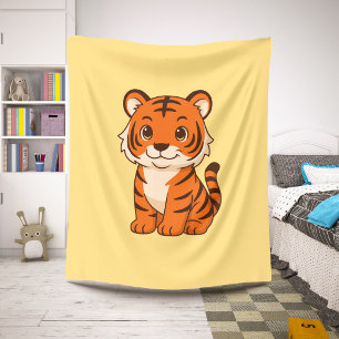 Niedlicher Tigerjunge auf Gelb Sherpadecke
