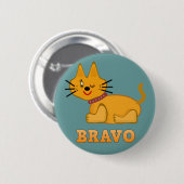 Niedlicher Tigerkatze, tapfer Cartoon Button (Vorne & Hinten)