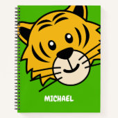 Niedlicher Tigerkopf | Monogram, Simple Cartoon Na Notizblock (Vorderseite)