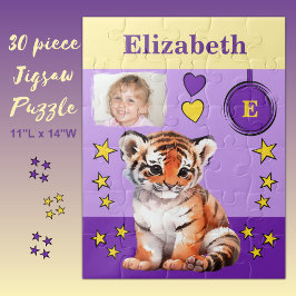 Niedlicher Tigername lila Gelbe Fotos Puzzle