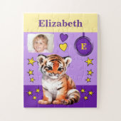 Niedlicher Tigername lila Gelbe Fotos Puzzle (Vertikal)