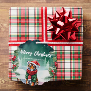 Niedlicher Tigerzoo Weihnachtsfeier Familienkind Ornament Karte