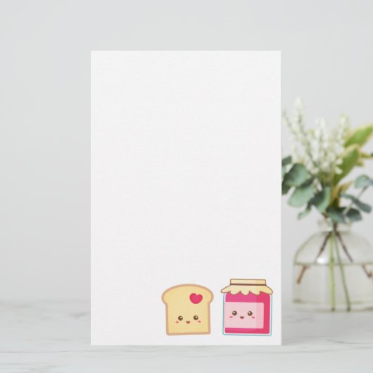 Niedlicher Toast-und Erdbeerstau, verbreitete Briefpapier (Stehend Vorderseite)