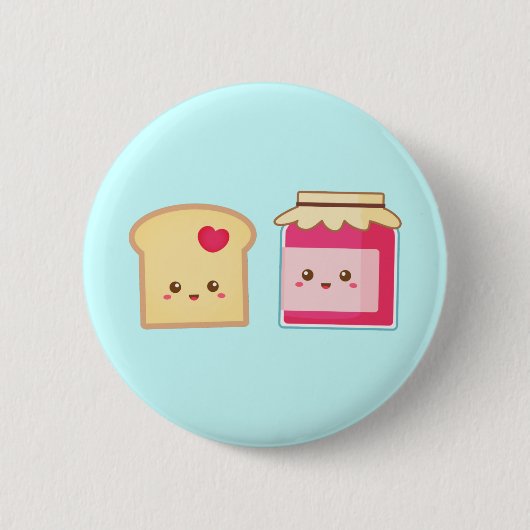 Niedlicher Toast-und Erdbeerstau, verbreitete Button (Vorderseite)