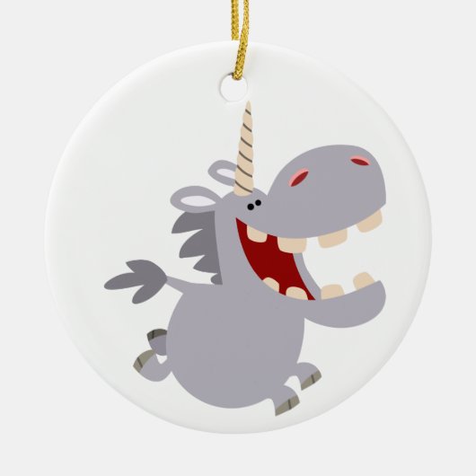 Niedlicher Toothy Cartoon Unicorn Keramik Ornament (Vorne)